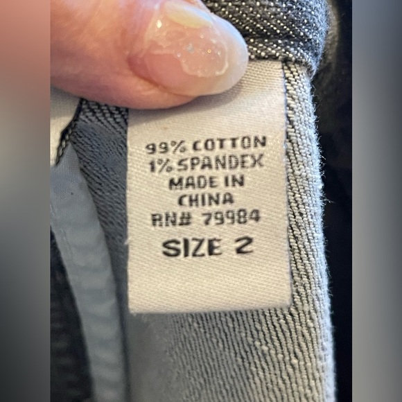 This Chico's Platinum gray embroidered embellished cotton denim jacket Size2/12 - Picture 9 of 10